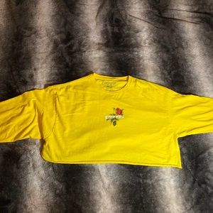 Cropped graphic long-sleeved t-shirt